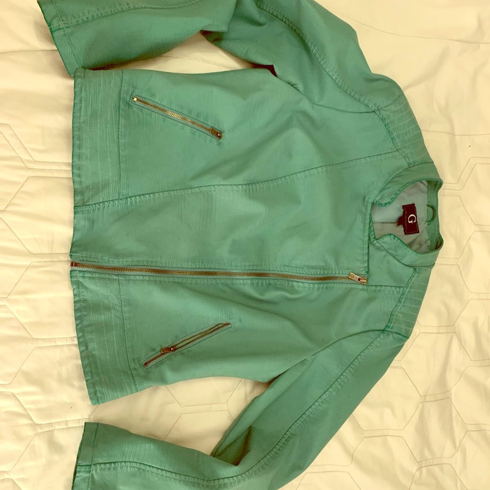 G by Giuliana moto seafoam faux leather jacket